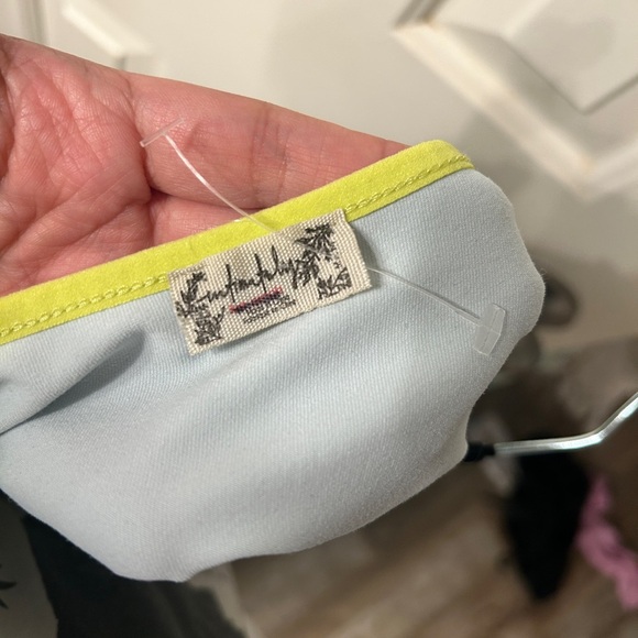 NWOT 🆕 Free People Light Blue Bodysuit with Yellow Trim - Picture 2 of 6